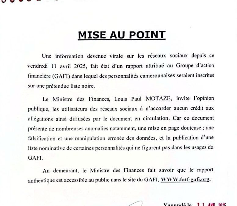 MISE AU POINT