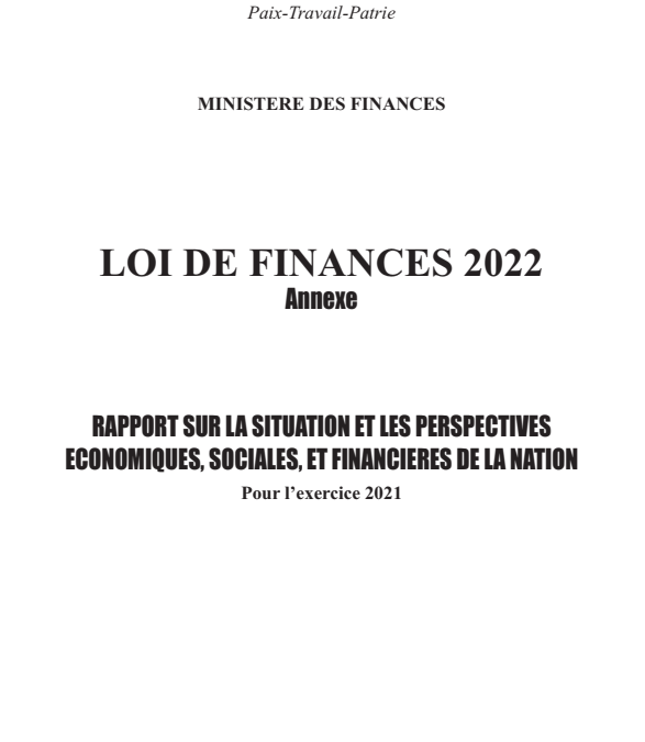 RAPPORT SUR LA SITUATION ET LES PERSPECTIVES ECONOMIQUES, SOCIALES, ET FINANCIERES DE LA NATION EXERCICE 2021