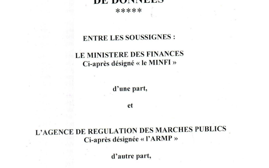 PROTOCOLE D’ACCORD D’ECHANGE DE DONNEES ENTRE LE MINFI ET L’ARMP