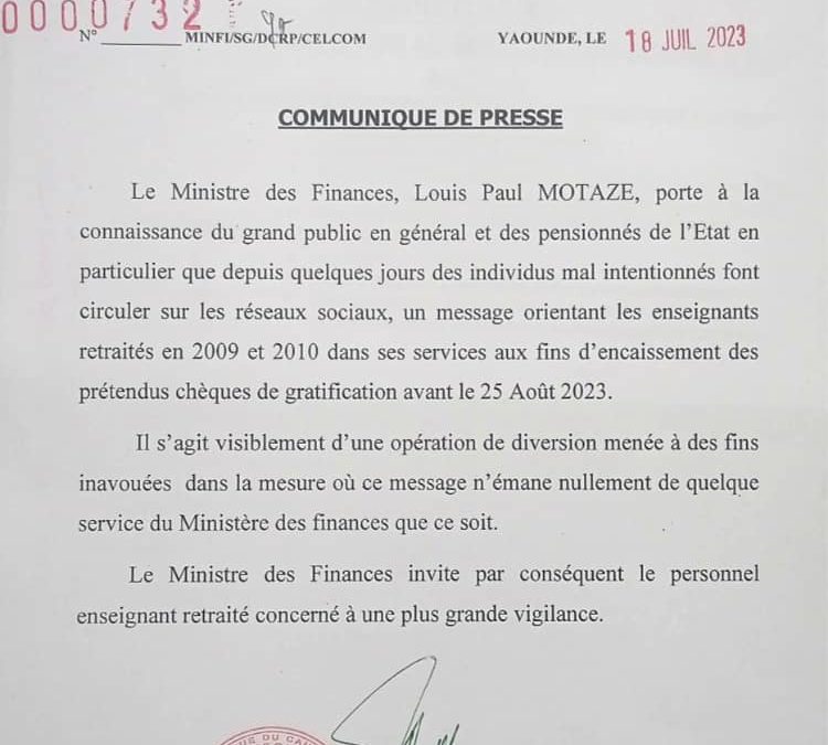COMMUNIQUE DE PRESSE DU 18 JUILLET 2023