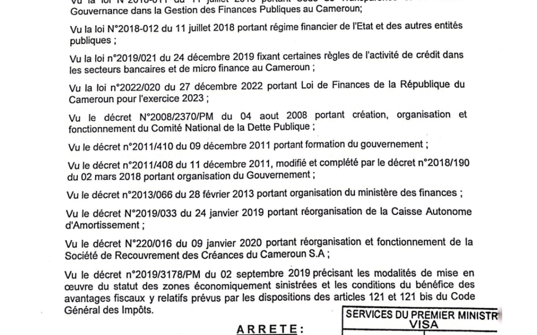 ARRETE FIXANT LES CONDITIONS D’OCTROI ET LES MODALITES DE MISE EN OEUVRE DE LA GARANTIE DE L’ETAT