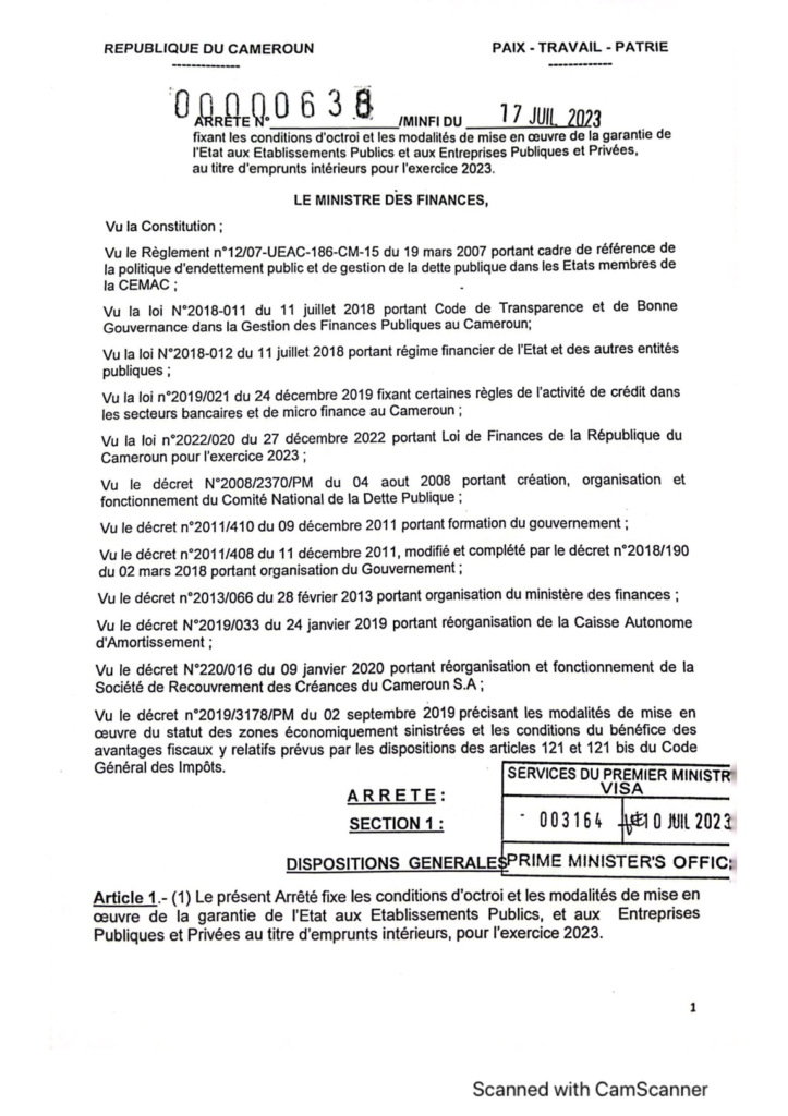arrete-fixant-les-conditions-d’octroi-et-les-modalites-de-mise-en-oeuvre-de-la-garantie-de-l’etat