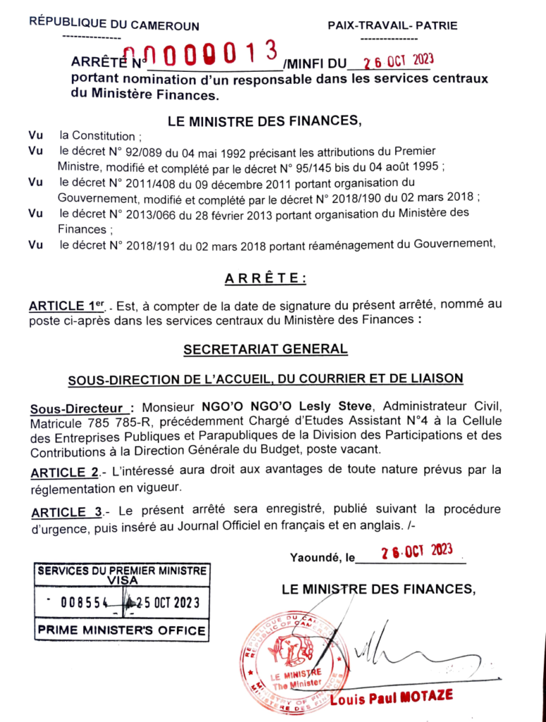 arretes-de-nomination-des-responsables-au-ministere-des-finances