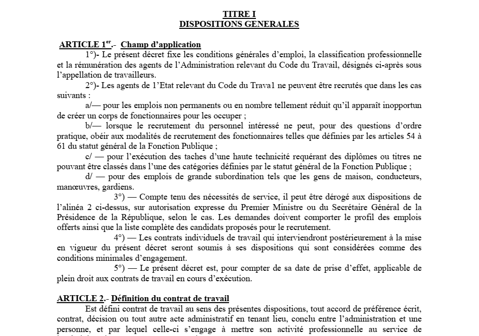 DECRET N°78-484 DU 9 NOVEMBRE 1978 FIXANT LES DISPOSITIONS COMMUNES APPLICABLES AUX AGENTS DE LETAT RELEVANT DU CODE DU TRAVAIL