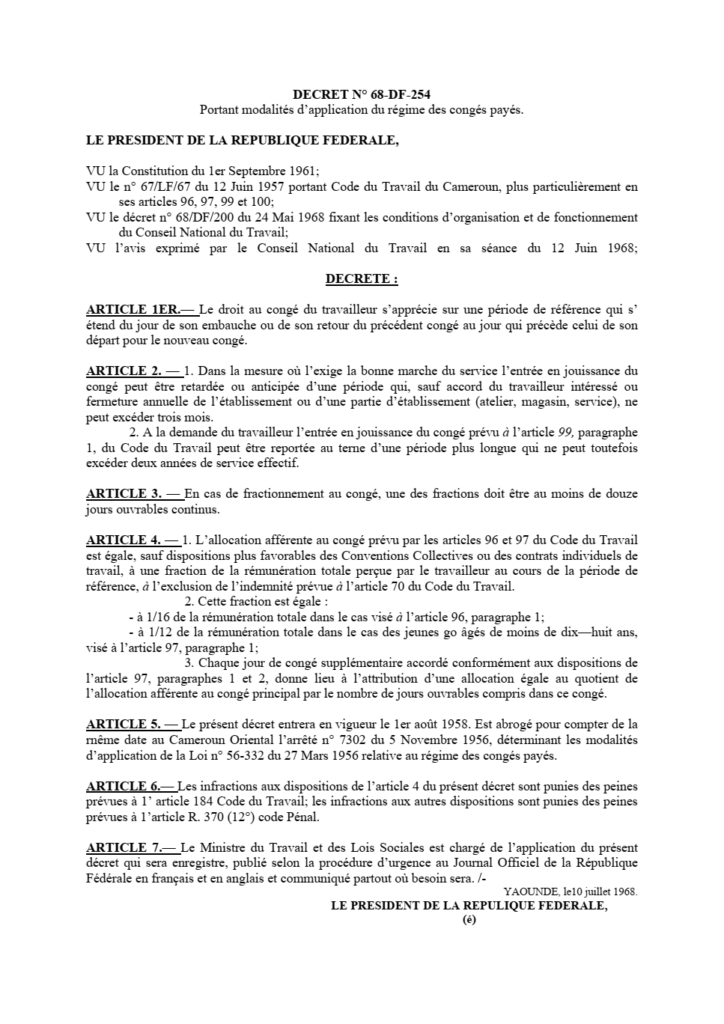decret-n°68-df-254-portant-modalites-application-du-regime-des-conges-payes