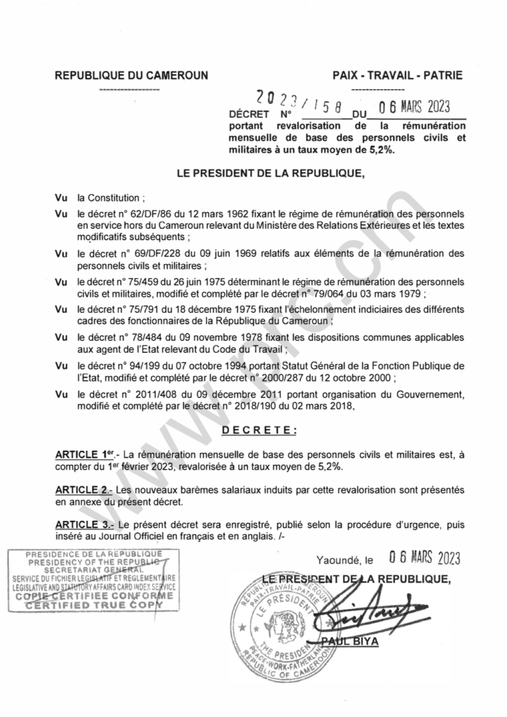 decret-n°2023-158-du-06-mars-2023-portant-revalorisation-de-la-remuneration-mensuelle-de-base-des-personnels-civils-et-militaires-a-un-taux-moyen-de-5,2%