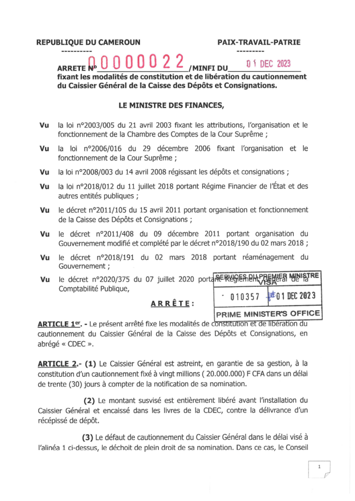 arrete-fixant-le-montant-du-cautionnement-du-cassier-general