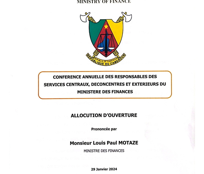 CONFERENCE ANNUELLE 2024 – ALLOCUTION D’OUVERTURE DU MINISTRE DES FINANCES