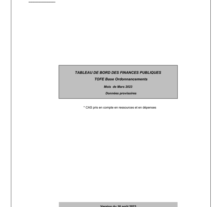 TABLEAUX DE BORD DES FINANCES PUBLIQUES EXERCICE 2023
