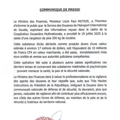 COMMUNIQUE DE PRESSE CONJOINT MINFI-MINFOPRA DU 22 JUILLET 2025